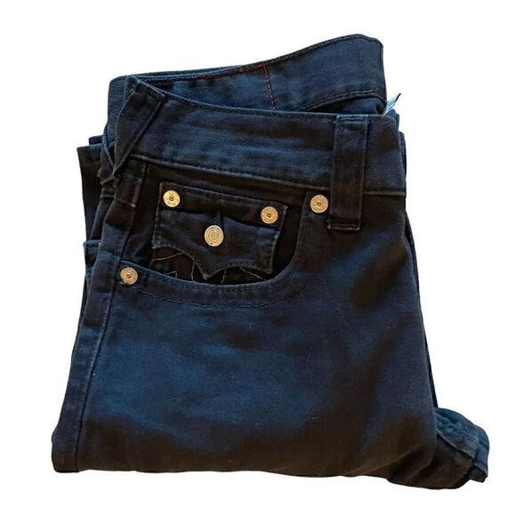 True Religion Jeans  Denim Horseshoe Back  Pockets Straight Black   29 #1502 - Picture 6 of 15